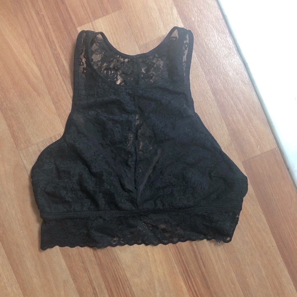 Aerie black high-neck unlined bralette
